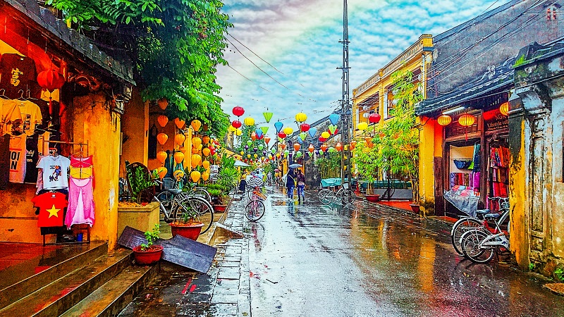 Colorful street in Hoi An