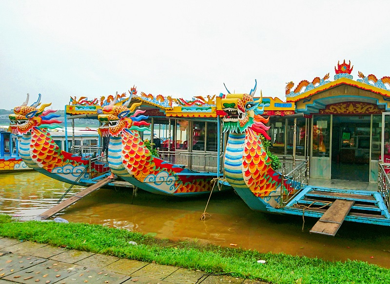 Dragon boats on Perfume River in Hue