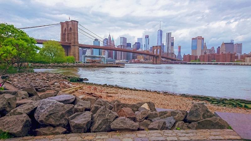 Panorama of the Brooklyn bridge and Manhattan