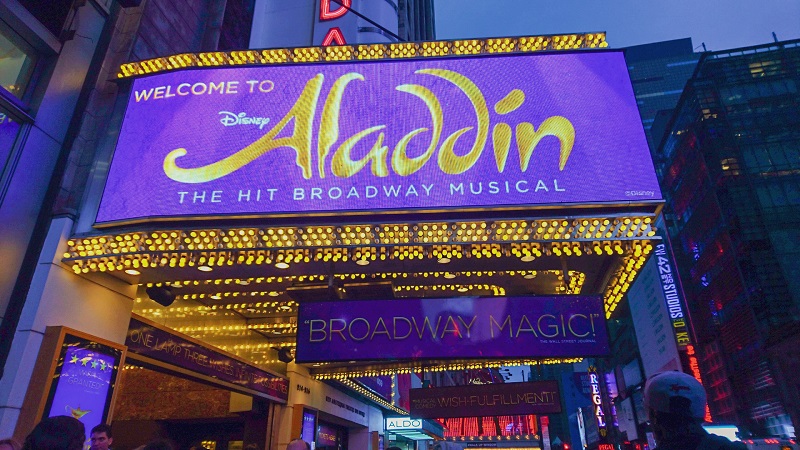 Aladdin billboard in Broadway