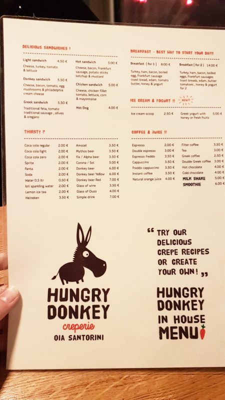 Menu du restaurant Hungry Donkey