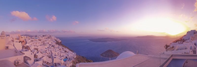 Panorama of the caldera at sunset