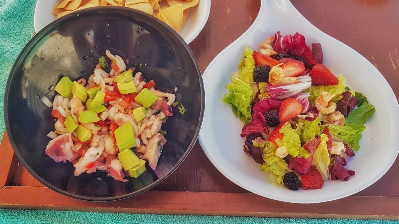 Ceviche and salad at The Beach Club